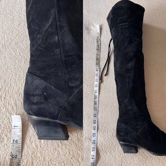 Vintage Black Suede Over-the-Knee Boots 8 - Picture 9 of 12